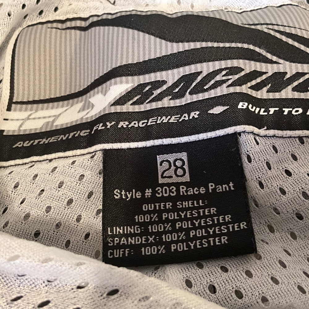 Fly Racing 303 Race Pants Mens 28 Motocross BMX Dirt Bike Black Gray White - Picture 7 of 10
